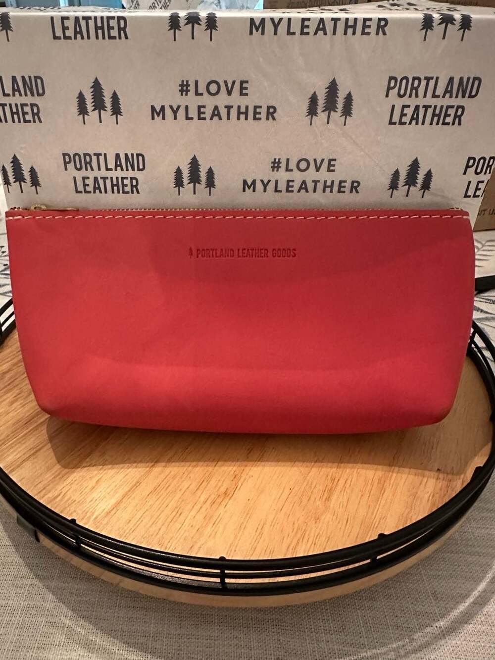 Portland Leather Goods Utility Bag Tulip Pink Leather Pouch